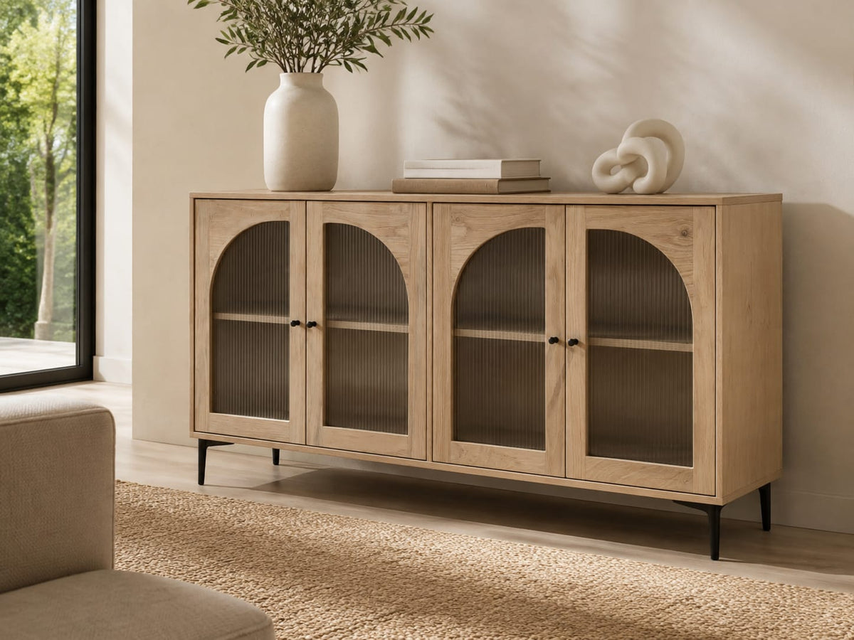 Cole Reeded Glass Sideboard - handcrafted solid wood furniture - Whitman Innovations