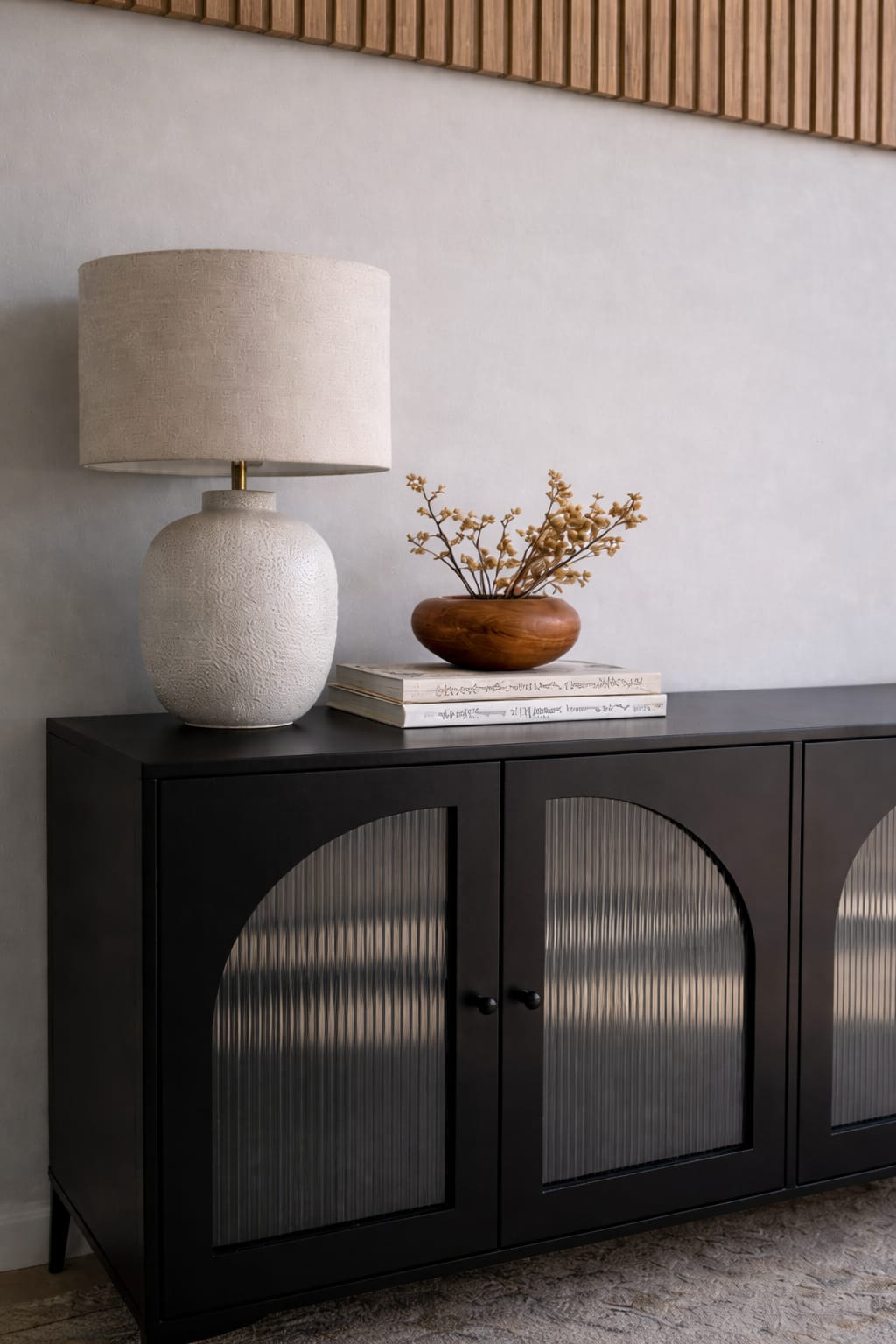 Cole Reeded Glass Sideboard - handcrafted solid wood furniture - Whitman Innovations