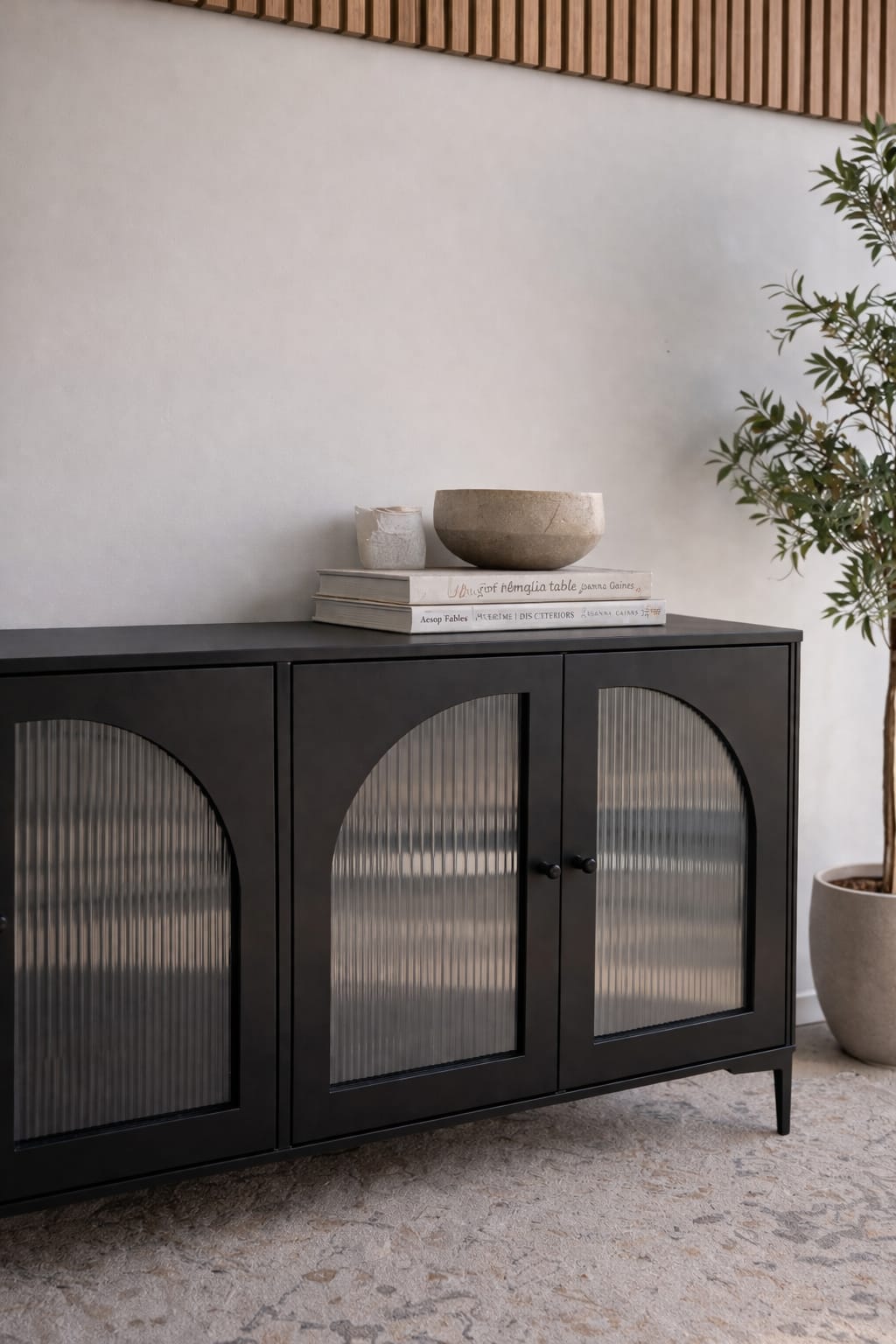 Cole Reeded Glass Sideboard - handcrafted solid wood furniture - Whitman Innovations