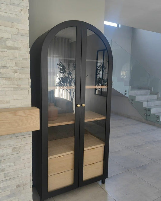 Ariah Arch Cabinet – Black Edition - handcrafted solid wood furniture - Whitman Innovations