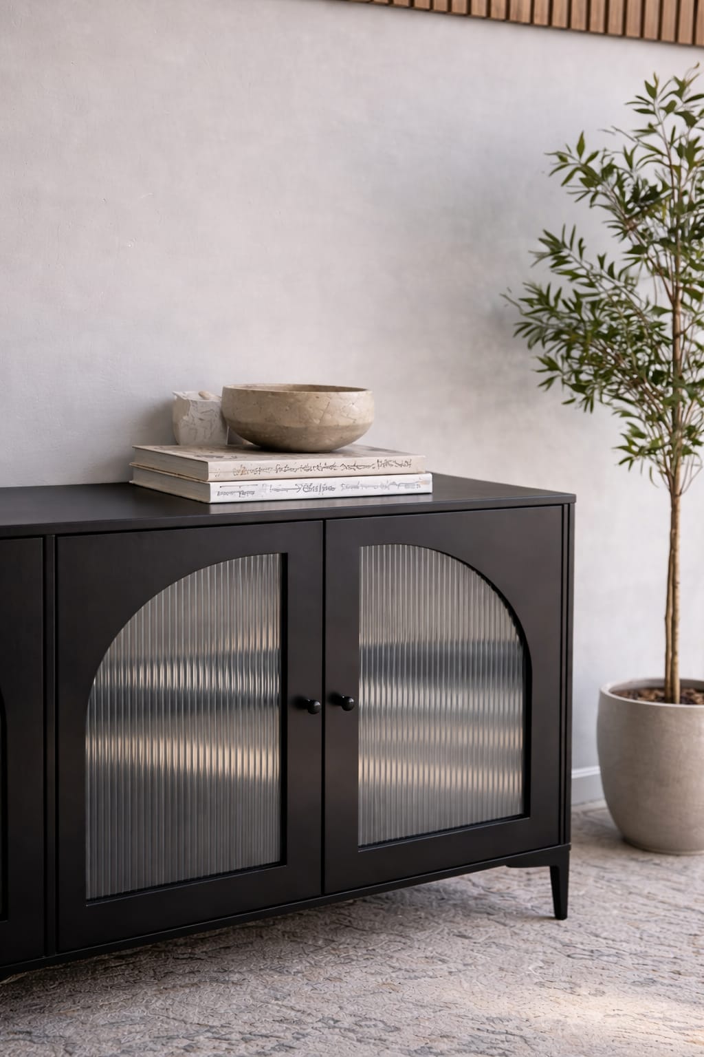 Cole Reeded Glass Sideboard - handcrafted solid wood furniture - Whitman Innovations